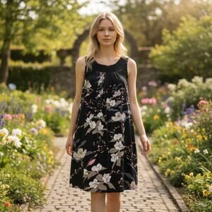 STORK & BABE MATERNITY Women’s Small Black Floral Dress 🌟